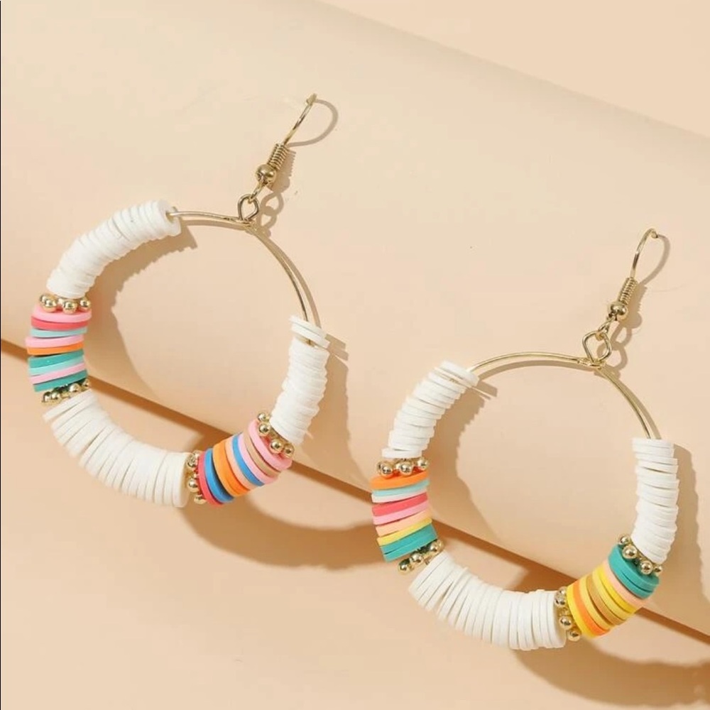 BOHEMIAN DISC MULTICOLOR BEADED ROUND EARRINGS